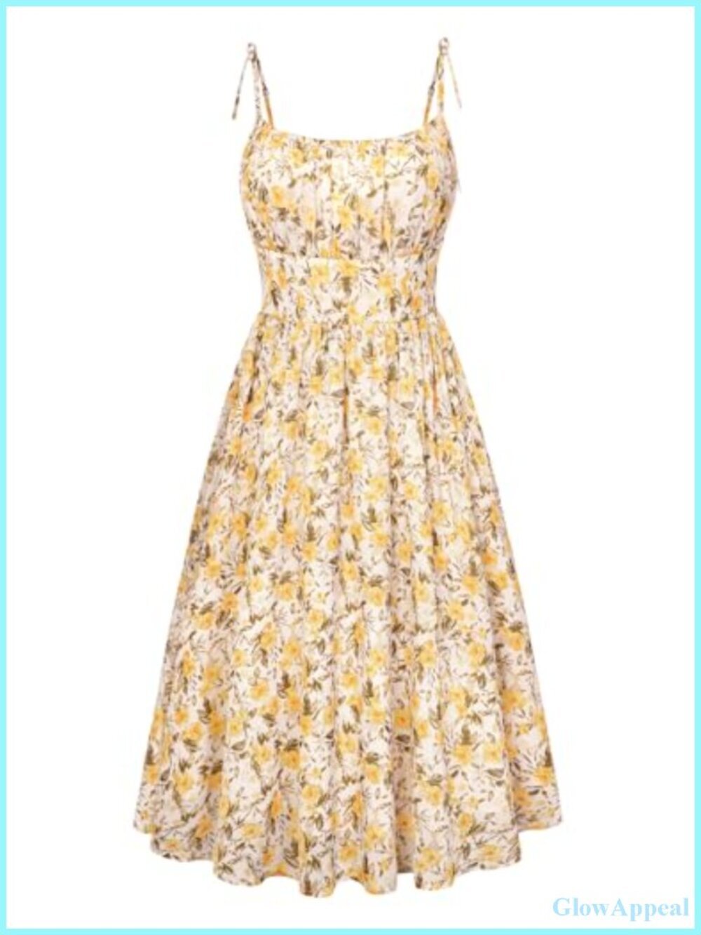 Floral Spaghetti Strap Midi Sundress with Pockets, Smocked Back, U Neck